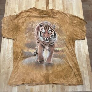 90s The Mountain Mens T-Shirt XL USA Made 100% Cotton Tiger Orange